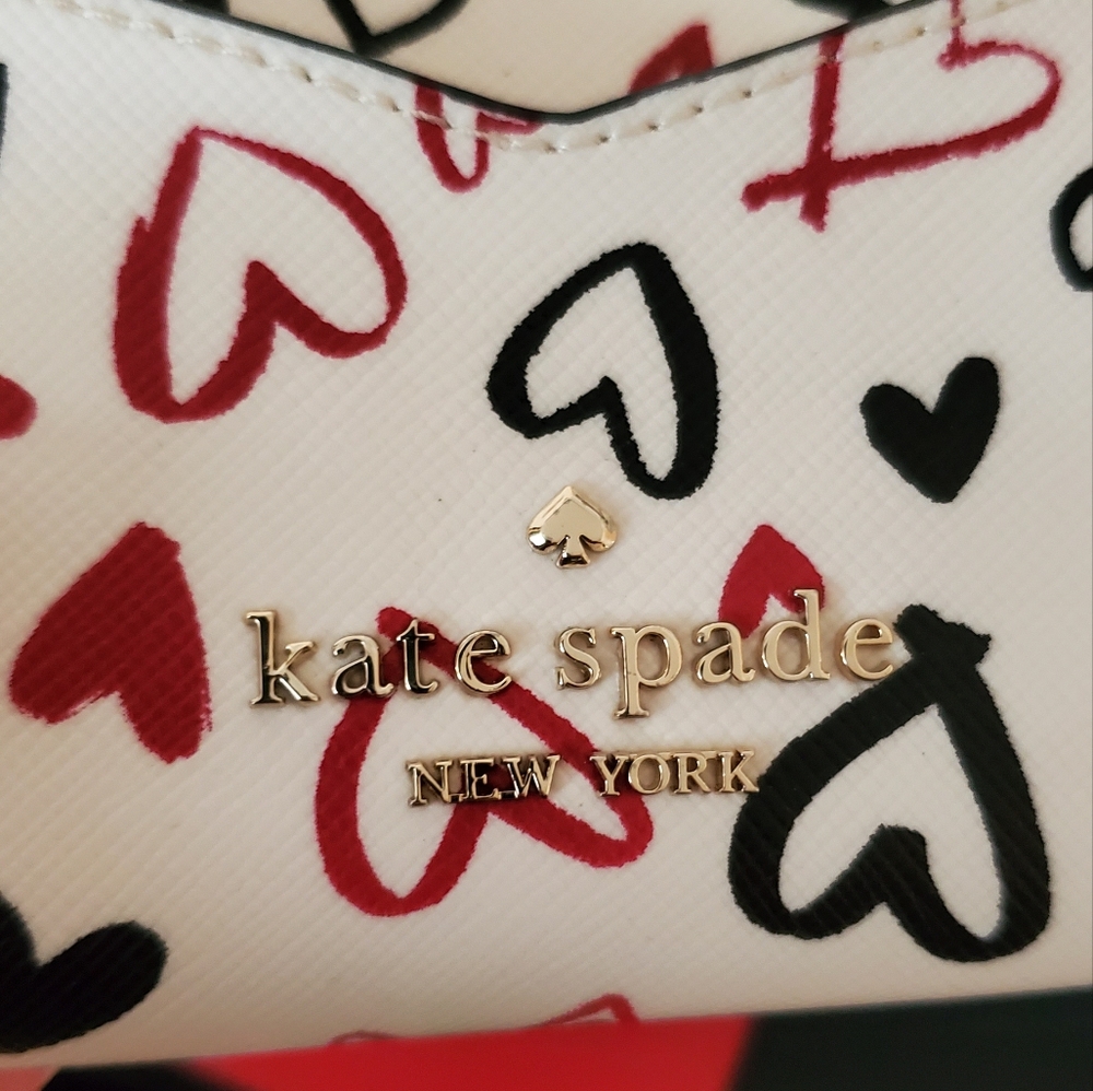 Kate Spade Staci Scribble Hearts Small Wallet w/ Card Case - Picture 4 of 12